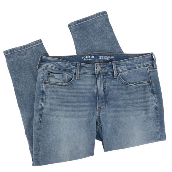 Torrid 12S Perfect Boyfriend Ankle Jeans Blue Vintage Stretch Plus Size - Picture 2 of 11